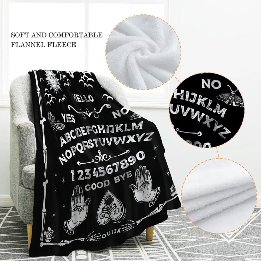 Mystic Black and White Ouija Board Throw Blanket